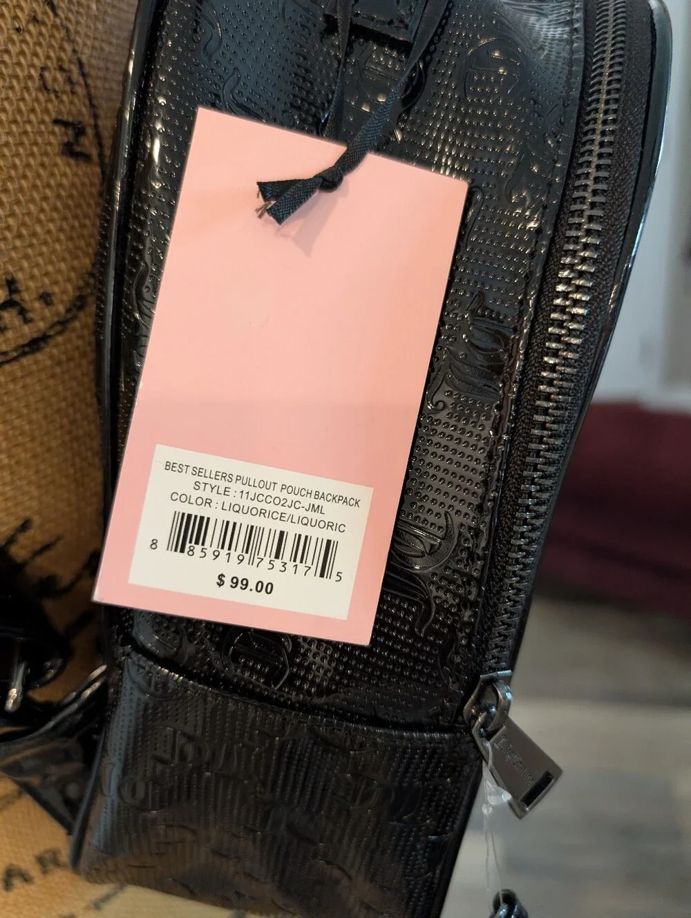 Juicy Couture Mini Patent Black Backpack with Zip Bag
